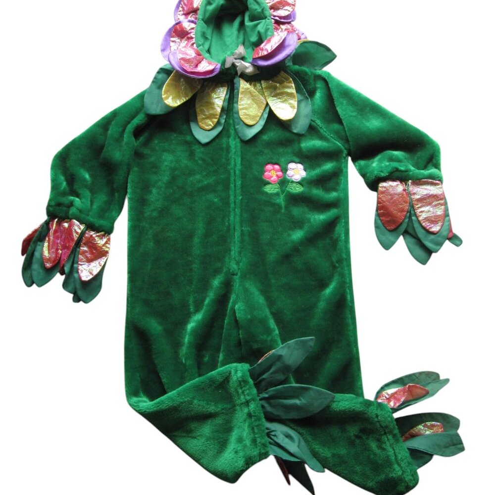 Vintage 90s Green Flower Costume Kids Size M Chrisha Playful Plush HALLOWEEN